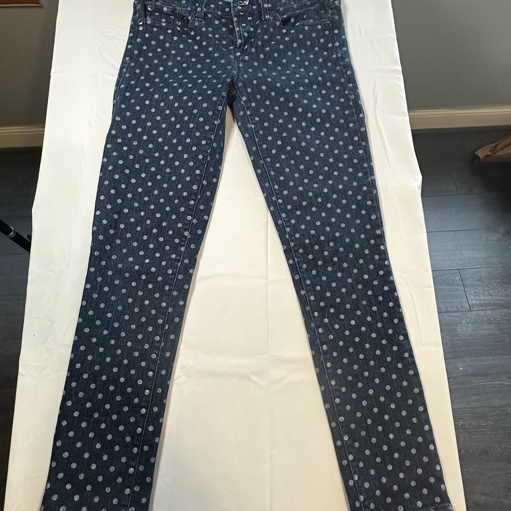 J. Crew Blue Polka Dot Jeans